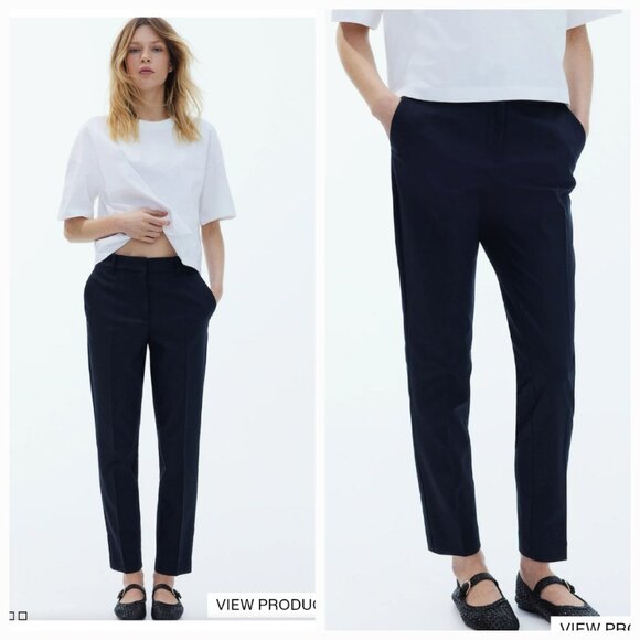 H&M Navy Blue Slacks Trousers Dress Pants Women's Size 10 - Picture 1 of 12